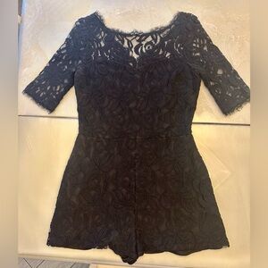BCBGeneration Black Lace Short Sleeve Romper